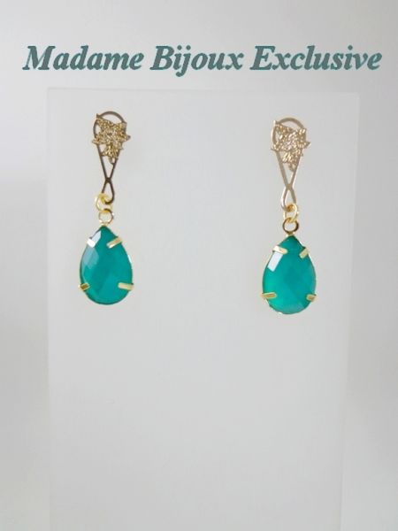 Brinco Gota de Jade Esmeralda